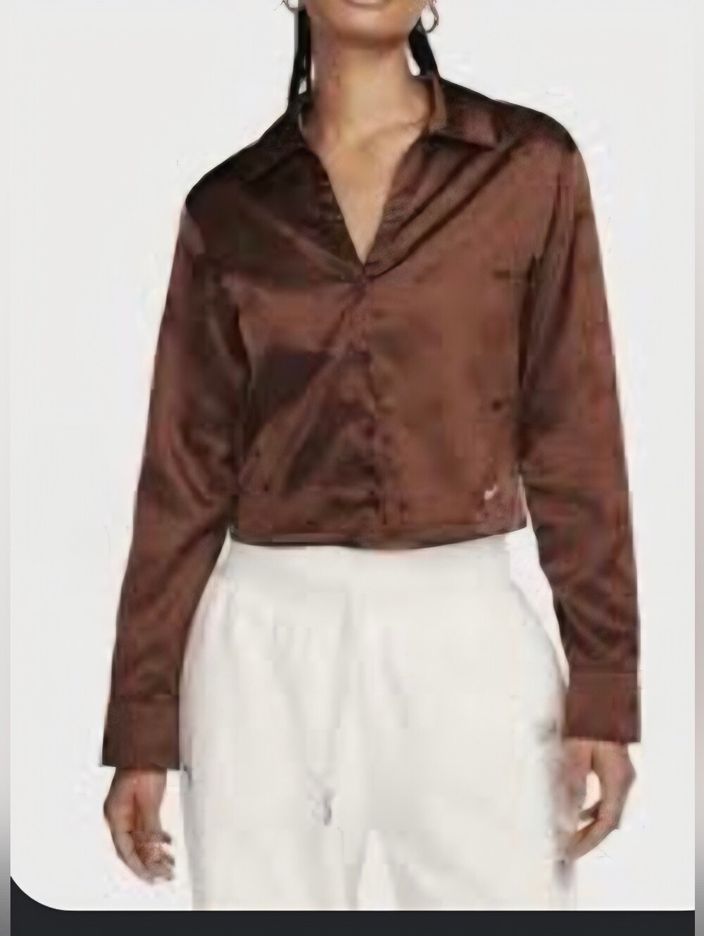Nike X Naomi Osaka Button Up Crop Satin Monogram Blouse Shirt Bronze Brown XL